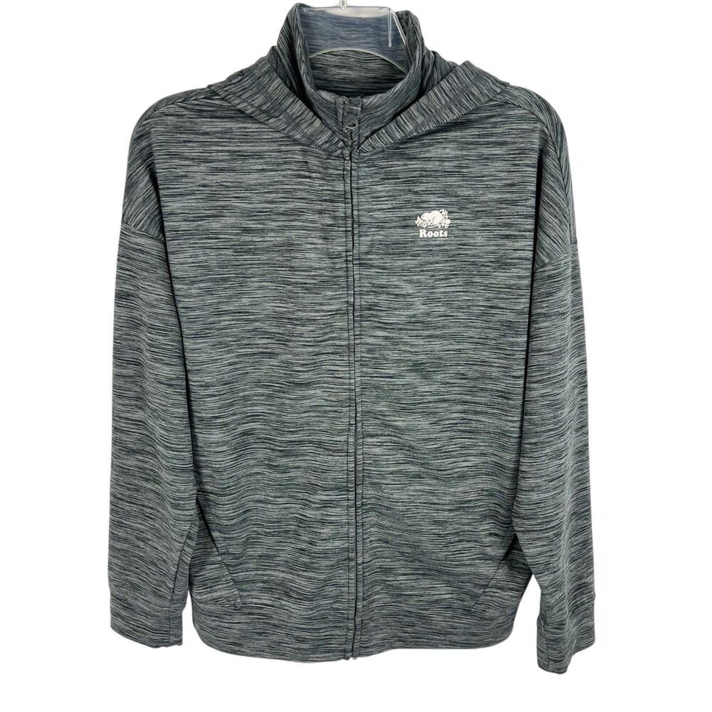 Roots Canada Kids XXL Gray Space Dye Full Zip Hooded Jacket Unisex 13 - 14 Years